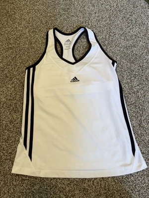 Adidas Y2K Athletic Racerback Tank V Neck White Black Stripes Size Small - Image 1 of 4