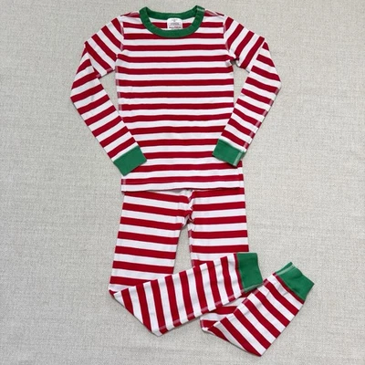 Hanna Andersson Organic Cotton Pajamas 130 8 Red White Stripe Christmas Holiday - Image 1 of 4