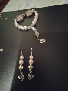  Künstler versilbert, Lampwork, Perlen, Schmetterling Armband Set 8" - Bild 1 von 4