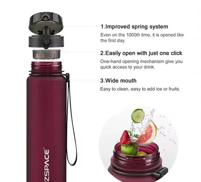 UZ Sport Water Bottles BPA Free Portable Leakproof Shaker Bottle Tritan Plastic - Image 1 of 4