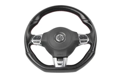 Lenkrad VW Golf 6 GTI 35 abgeflacht MFA Leder gelocht schwarz Airbag 5K0419091AM - Bild 1 von 4