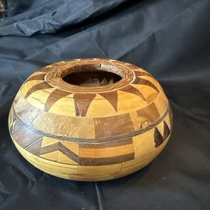 Phil Portray Segment Wooden Artisan Bowl Dated 2001 4x8 1/2 In - Picture 1 of 13
