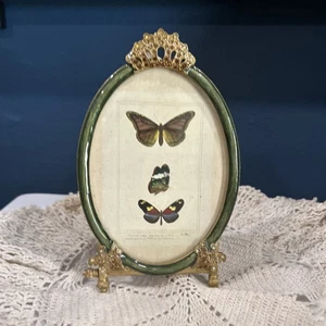 EUROPEAN STYLE OVAL METAL WITH STONES 6" X 3.5" PHOTO FRAME - Picture 1 of 3
