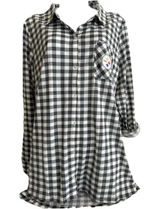 Ropa del equipo Steelers NFL Ropa para dormir Camisa de franela para mujer Grande Negro Cuadros Pitts - Imagen 1 de 7