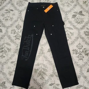 Von Dutch Jeans Herren Gr. 28×30 Double Knee Patch Grafik 100% Baumwolle Schwarz Denim - Bild 1 von 13