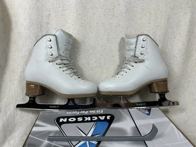 Patines de hielo Jackson EVO para niñas jóvenes blancos talla 2,5 Foto 1 de 4