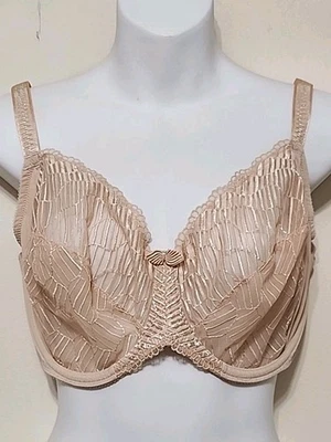 Sujetador de encaje Art Deco figura completa beige desnudo natural transparente Wacoal 36G 85517 Foto 1 de 4