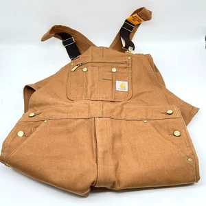 Carhartt Loose Fit Firm Duck Bib Overall Unisex - Brown Size 34X34 - Picture 1 of 5