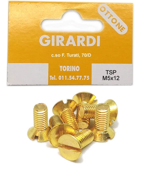 VITE A METALLO IN OTTONE TESTA SVASATA PIANA M5x12 - DIN 963 - UNI 6109 - Immagine 1 di 1