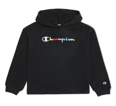 Champion Girls Sudadera con Capucha Negra Manga Larga Clásica Arco Iris Gráfico Logo Talla 18/20 Foto 1 de 3