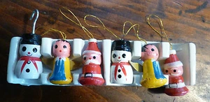 Set of 6 Vintage Handcrafted Christmas Ornaments Santa, Snowman, Ange w/Box - Picture 1 of 10