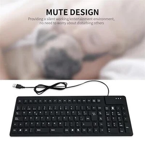 Waterproof Silicone Spanish Keyboard Foldable USB Wired 105 Keys Dustproof - Picture 1 of 7