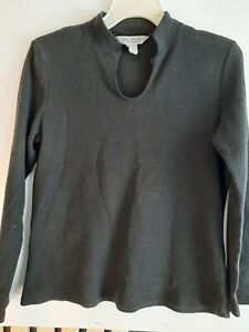Nautica Women's Size M Sleepwear Long Sleeve Shirt Cotton Blend Black 