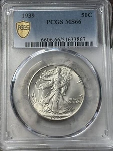 1939 50c PCGS MS-66 Walking Liberty Half Dollar - Picture 1 of 5