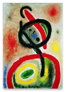 GERAHMT schwarz Joan Miro Damen III 3 60x80 cm Fine Art Litho Druck abstrakt - Bild 1 von 1