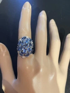 Huge Authentic African Kyanite 14K Gold over .925 Sterling Silver handmade Ri - Picture 1 of 7