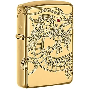 Zippo Choice Catalog Chinese Dragon Armor High Polish Gold Plate MultiCut 29265 - Bild 1 von 8
