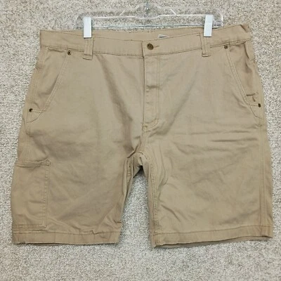 钥匙短裤男式 38 卡其色棕褐色帆布弹力百慕大工作休闲实用口袋 — 第 1/4 张图片