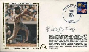 Benito Santiago Hit Streak Jsa Cert Sticker Fdc First Day Cover Autograph - Picture 1 of 1