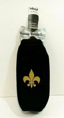 Woozie 保温葡萄酒瓶袋 Fleur-de-lis 标志新奥尔良黑色 — 第 1/3 张图片