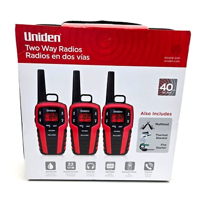 Uniden SX409-3VP 32 Mile 22 Channel Two-Way Radios - Red, Pack of 3 - Image 1 of 4