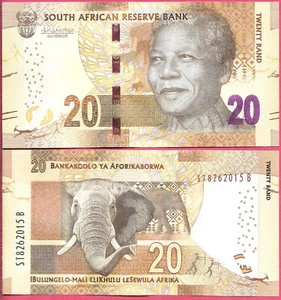 SUDAFRICA 20 RAND 2014-2015 UNC ST-B,CON ANELLI OMRON A SINISTRA,NELSON MANDELA - Foto 1 di 1
