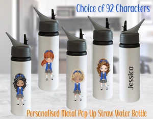 BTS Custom Clairabella Flip Top Straw Girls Metal Water Sports Bottle & Name - Picture 1 of 3