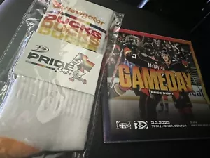 Anaheim Ducks Pride Night Socks And program 2023 - Picture 1 of 1