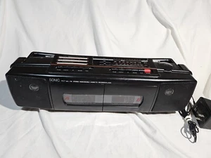 Sonic Stereo Radio Dual Cassette Deck Recorder Player RX7 Boombox Vintage 🔥 - Picture 1 of 21