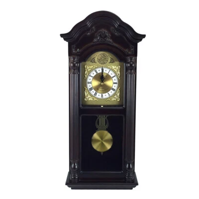 Bedford 25.5" Wall Clock Antique Mahogany Cherry Oak Wood Finish Pendulum Chimes - Image 1 of 4