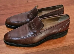 MORESCHI MADE IN ITALY MEN 8.5 US Brown Penny Loafers Shoes Designer  - Picture 1 of 15