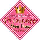 Baby On Board Car Sign ~ Grandads Princess On Board ~ Pink - Personalised 