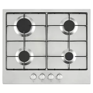 Cookology GH601SS 60cm Stainless Steel 4 Burner Gas Hob Enamel Pan Supports - Picture 1 of 11