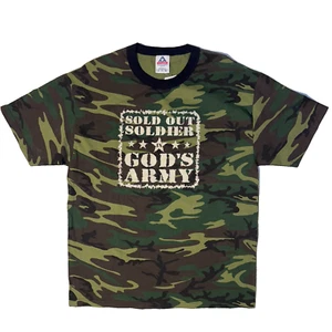 Vintage Y2K SonTeez Sold Out Soldier Gods Army Camo Tshirt - XL NWT - Picture 1 of 3
