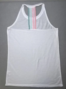 C&C California Racerback Tank Top Women Size Small White Knit Pastel Stripes - Picture 1 of 8