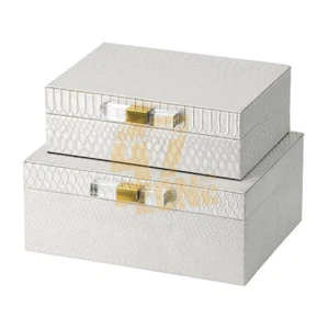 S/2 Box L:10x8.5x4" S:9x7x3 White Indoor Outdoor Home Decor Tabletop Decoration - Picture 1 of 21