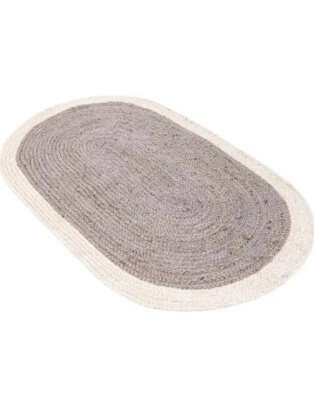 Jute Rug Oval 100% Handmade Braided Home Decor Rustic look Modern - Image 1 of 4