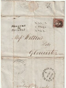1846 H/S MISSENT TO BRISTOL LONDON LETTER GLOUCESTER STATION GEORGE P WILTON E/L - Picture 1 of 2