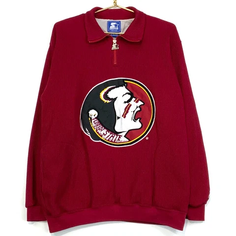 Vintage Florida State Seminoles Starter Quarter-Zip Sweatshirt Medium Red Ncaa Cover