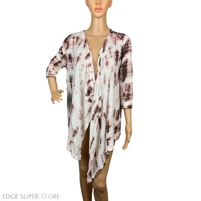 Cárdigan Velvet By Graham & Spencer Kirsten Manga 3/4 Lino Tie Dye Talla Grande Foto 1 de 4