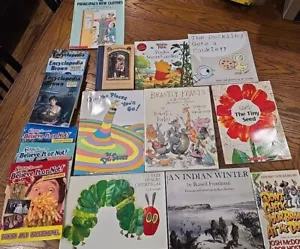 16 Book childrens books lot, Eric Carle, Scholastic, Encyclopedia Brown HC/SC - Picture 1 of 17