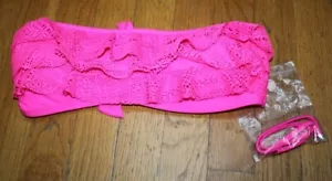 Arizona Jean Co. Damen Hot Pink Rüschen Häkel Bandeau Bikini Oberteil �� Gr. L *Neu mit Etikett* - Bild 1 von 3