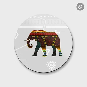 L'Animale Modello Elefante Allegro | Calamita Decorativa Rotonda 4'' X 4'' - Foto 1 di 2