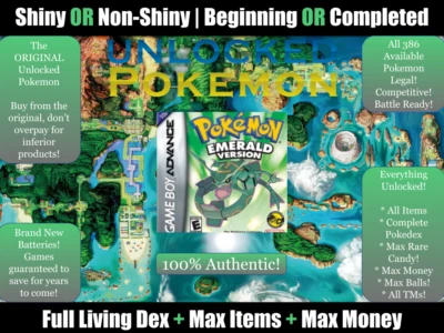 Authentic Unlocked Pokemon Emerald + All Pokemon Legal, Max Items, Max Money - Image 1 of 4