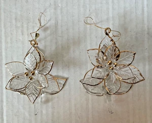 2er Set Vintage mundgeblasenes Glas Weihnachten klar Weihnachtsstern Blumenschmuck - Bild 1 von 6