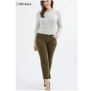 Pantalones de Pana Cabi High Low Crop Talla 8 Marrón Champiñón Ropa de Trabajo Informal Otoño - Imagen 1 de 6