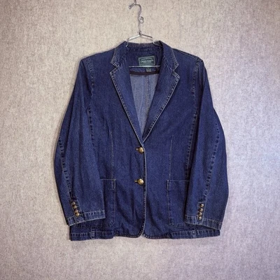 Lauren Ralph Lauren Womens Denim Blazer Classic Jacket w Gold Buttons Size Large - Image 1 of 4