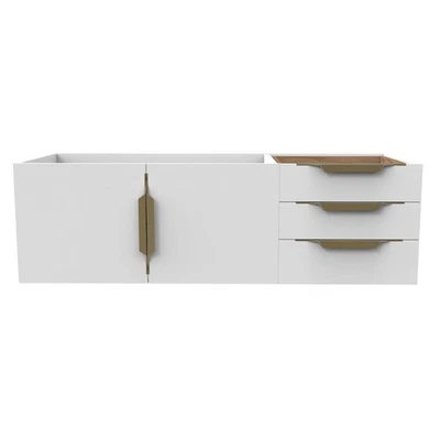 Base de tocador flotante de madera Alpine 48" en blanco con asas doradas Foto 1 de 4