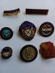 8 Vintage Emaille Abzeichen Zylinder/Schalen/N U GMW/Kapitän  - Bild 1 von 7