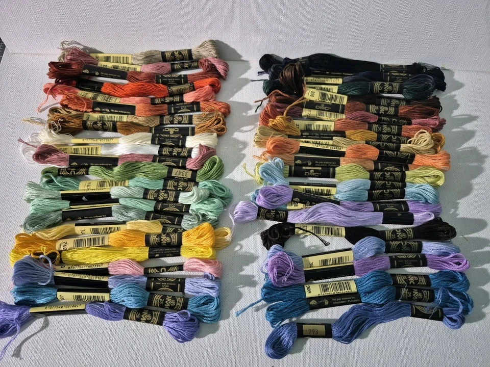 Lot of 45 Embroidery Thread Floss Skeins Assorted Colors Brands, DMC - Image 1 of 1
